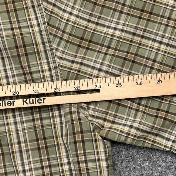 Carhartt Shirt Mens XL Sage Green Cotton Plaid Pleated Short Sleeve Button Down - Picture 8 of 9